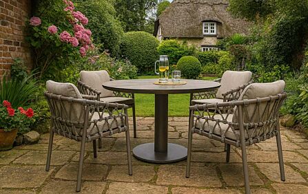 4 Seasons Outdoor Piacenza 4 Seat Rope Round Garden Dining Set - Latte