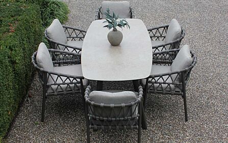 4 Seasons Outdoor Piacenza Six Seat Rectangular Dining Set - Latte
