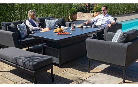 Maze Pulse Charcoal 3 Seat Sofa Dining Set with Rising Table 