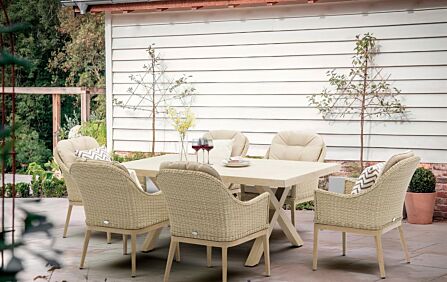 Bramblecrest Monterey Deluxe Vogue Outdoor 6 Seat Rectangle Dining Set - Sandstone Bramblecrest Monterey Deluxe Vogue Outdoor 6 Seat Rectangle Dining Set - Sandstone