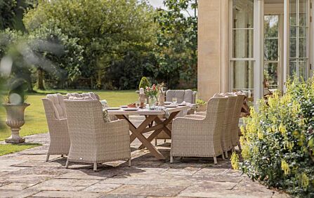 Bramblecrest Chedworth Eight Seater Rectangle Outdoor Dining Set - Sandstone