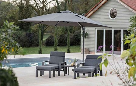 Bramblecrest Lichfield Grey 2.7m Square Side Post Parasol with Granite Base & FREE Protective Cover Bramblecrest Lichfield Grey 2.7m Square Side Post Parasol with Granite Base & FREE Protective Cover