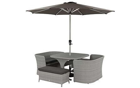 Bramblecrest Tetbury 8 Seat Balcony Set with Parasol and Base - Graphite