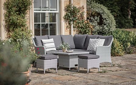 Bramblecrest Tetbury Mini Garden Corner Sofa Set with Adjustable Table - Graphite