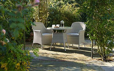 Bramblecrest Tetbury Rattan Outdoor Bistro Table Set with Glass Top - Nutmeg
