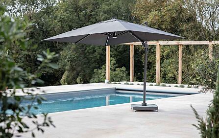 Bramblecrest Truro Grey 3M Square LED Parasol inc Granite Base - FREE cover Bramblecrest Truro Grey 3M Square LED Parasol inc Granite Base - FREE cover