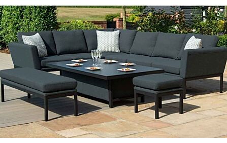 Maze Pulse Rectangular Charcoal Corner Dining Set with Adjustable Table 