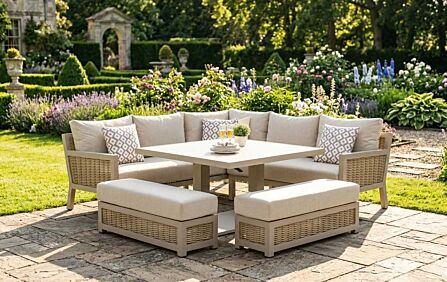 JB Furniture Conrad Square Garden Adjustable Corner Sofa Dining Set - Latte