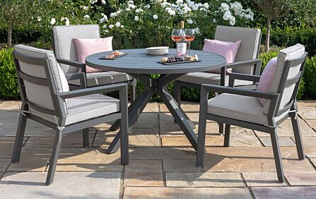 Maze New York Dove Grey 4 Seat Round Dining Set