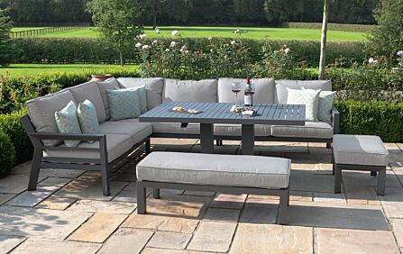 Maze New York Corner Adjustable Garden Dining Set - Dove Grey