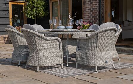 Maze Oxford Oval 6 Seat Dining Set With Ceramic Glass Top & Lazy Susan