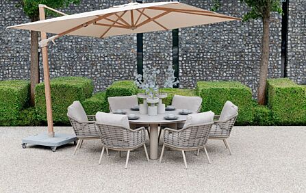 4 Seasons Outdoor Puglia 6 Seat Round Low Garden Dining Set 4 Seasons Outdoor Puglia 6 Seat Round Low Garden Dining Set