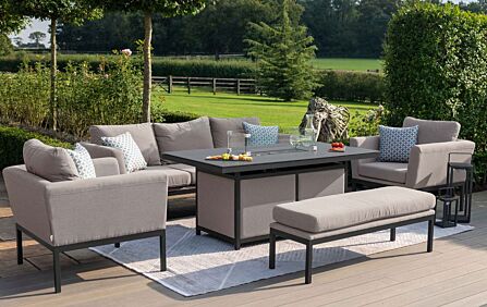 Maze Pulse Oatmeal 3 Seat Sofa Set With Firepit Table