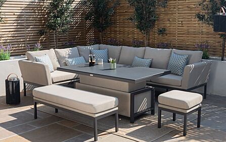 Maze Pulse Oatmeal Corner Dining Set With Rectangular Rising Table