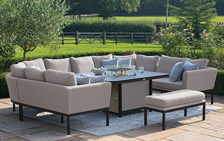 Maze Pulse U Shape Fire Pit Dining Set - Oatmeal Maze Pulse U Shape Fire Pit Dining Set - Oatmeal