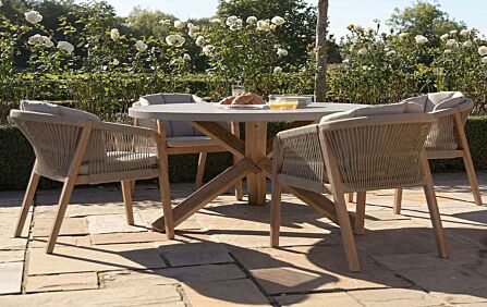 Maze Martinique Rope Weave Outdoor 4 Seat Round Dining Set 