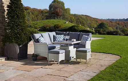 Bramblecrest Tetbury Mini Outdoor Corner Sofa Set with Mini Adjustable Table - Cloud Grey Bramblecrest Tetbury Mini Outdoor Corner Sofa Set with Mini Adjustable Table - Cloud Grey