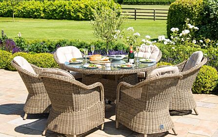 Maze Winchester 6 Seat Round Garden Dining Set With Lazy Susan
