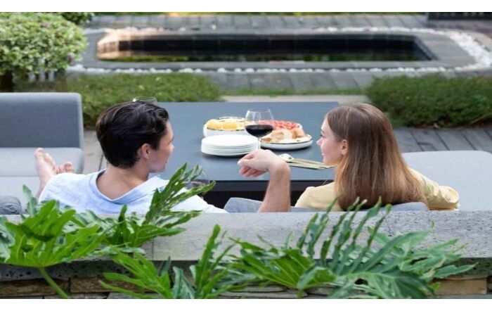 Maze Pulse Corner Dining Set with Rectangular Adjustable Table - Flanelle 