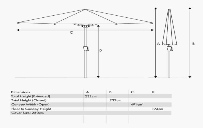 Platinum Riva 2.5m Round Anthracite Parasol
