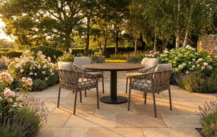 4 Seasons Outdoor Piacenza 4 Seat Rope Round Garden Dining Set - Latte