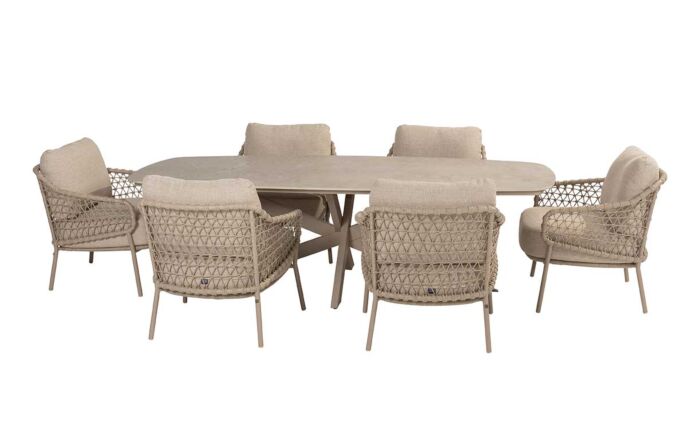 4 Seasons Outdoor Sardinia Outdoor Low Dining Set with 6 Chairs