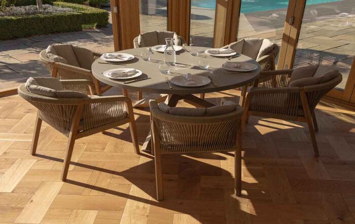 Maze Martinique Outdoor Rope 6 Seat Round Dining Set