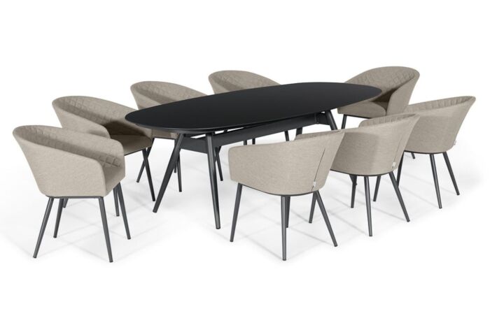 Maze Ambition Oatmeal 8 Seat Oval Dining Set 