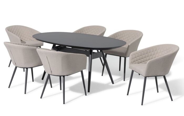 Maze Ambition Oatmeal 6 Seat Oval Dining Set 