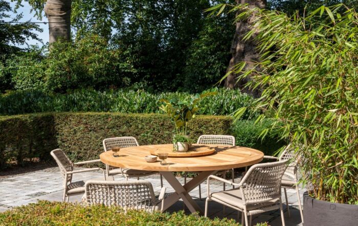 4 Seasons Outdoor Barista 6 Seat Garden Dining Set With Lazy Susan