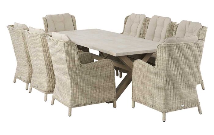Bramblecrest Chedworth Eight Seater Rectangle Outdoor Dining Set - Sandstone
