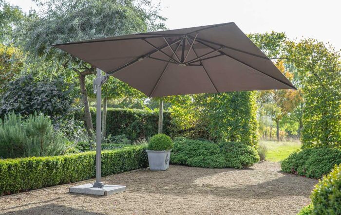 Bramblecrest Lichfield Grey 2.7m Square Side Post Parasol with Granite Base & FREE Protective Cover 