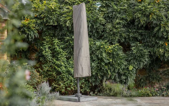 Bramblecrest Lichfield Sand 2.7m Square Side Post Parasol with Granite Base & Protective Cover 