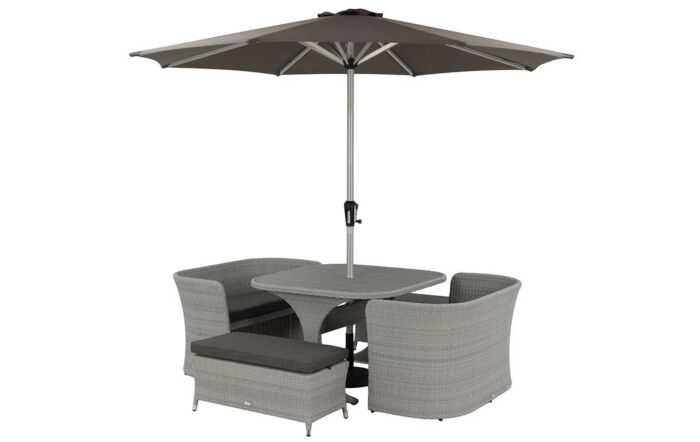 Bramblecrest Tetbury 8 Seat Balcony Set with Parasol and Base - Graphite
