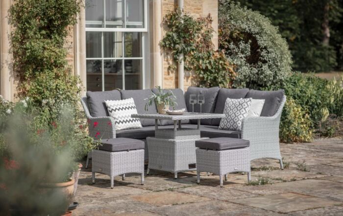 Bramblecrest Tetbury Mini Garden Corner Sofa Set with Adjustable Table - Graphite
