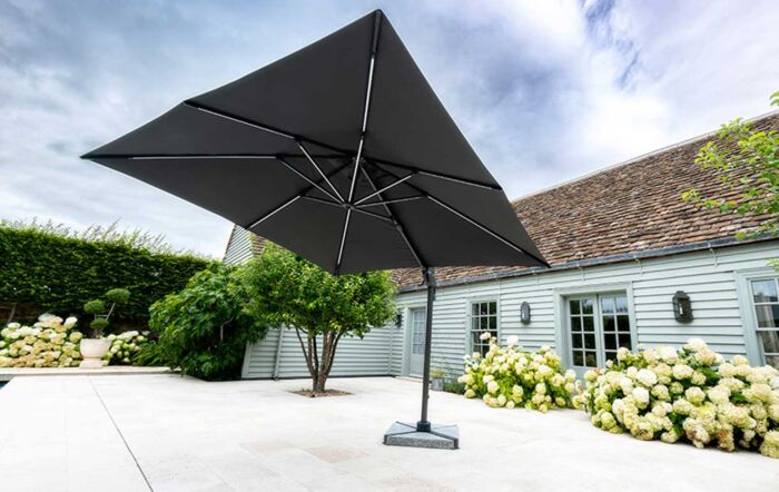 Bramblecrest Truro Grey 3M Square LED Parasol inc Granite Base -  FREE cover