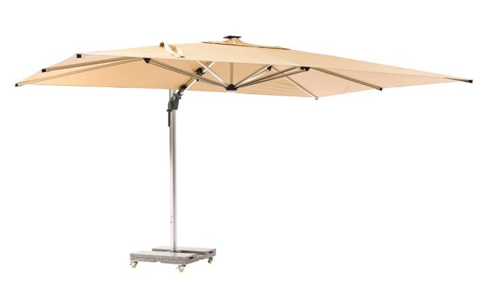Bramblecrest Worcester Sand 4m x 3m Rectangle Cantilever LED Parasol with Cover 