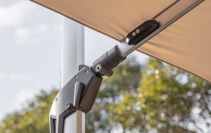 Bramblecrest Worcester Sand 4m x 3m Rectangle Cantilever LED Parasol with Cover 