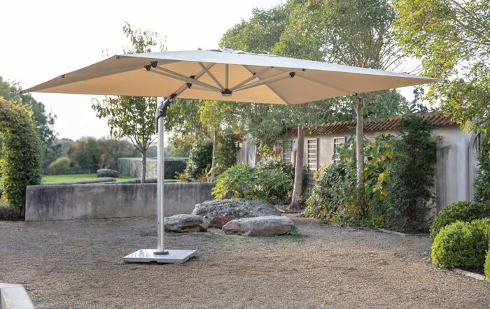 Bramblecrest Worcester Sand 4m x 3m Rectangle Cantilever LED Parasol with Cover 