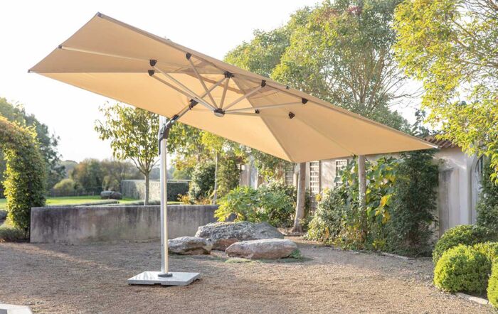 Bramblecrest Worcester Sand 4m x 3m Rectangle Cantilever LED Parasol with Cover 