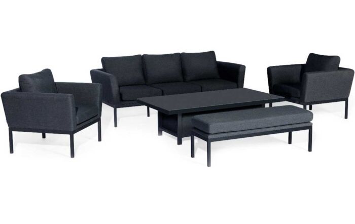 Maze Pulse Charcoal 3 Seat Sofa Dining Set with Rising Table 