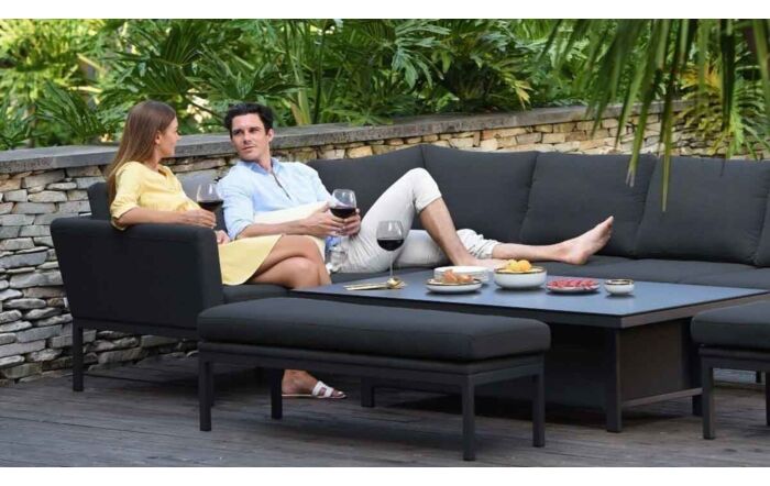 Maze Pulse Rectangular Charcoal Corner Dining Set with Adjustable Table 