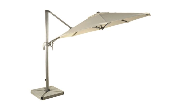 Bramblecrest Chichester Sand 3M Round Crank Handle Parasol with Granite Base and FREE Cover 