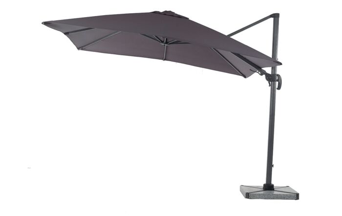 Bramblecrest Chichester Grey 3M Square Crank Handle Parasol with Granite Base and FREE Cover 