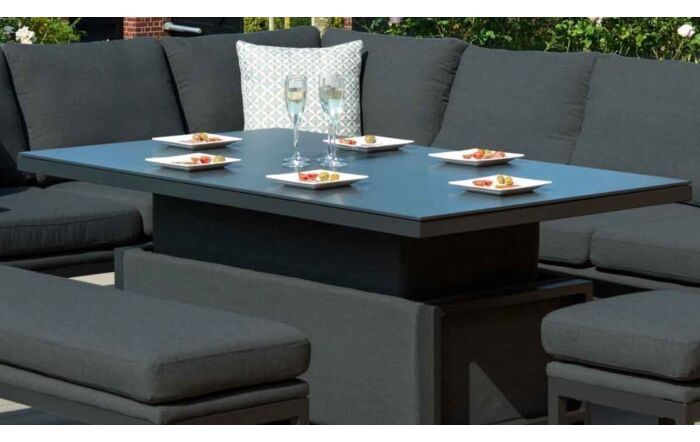 Maze Pulse Rectangular Charcoal Corner Dining Set with Adjustable Table 