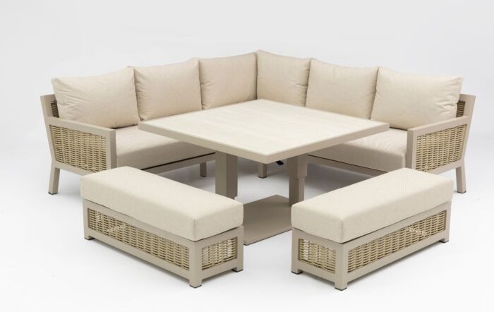 JB Furniture Conrad Square Garden Adjustable Corner Sofa Dining Set - Latte