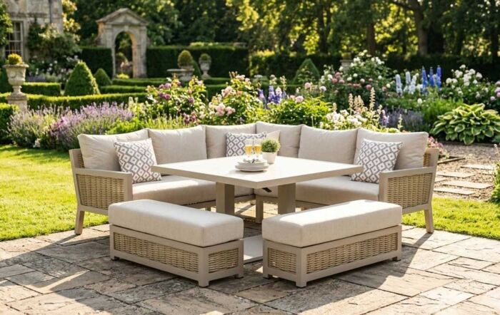 JB Furniture Conrad Square Garden Adjustable Corner Sofa Dining Set - Latte