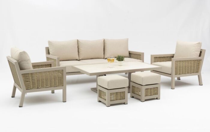 JB Furniture Exclusive Conrad Three Seat Adjustable Outdoor Sofa Set - Latte