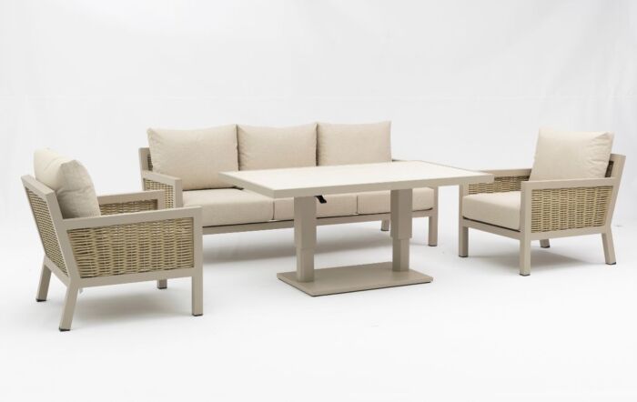 JB Furniture Exclusive Conrad Three Seat Adjustable Outdoor Sofa Set - Latte