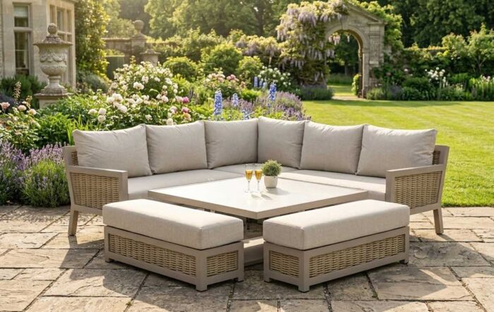 JB Furniture Conrad Square Garden Adjustable Corner Sofa Dining Set - Latte